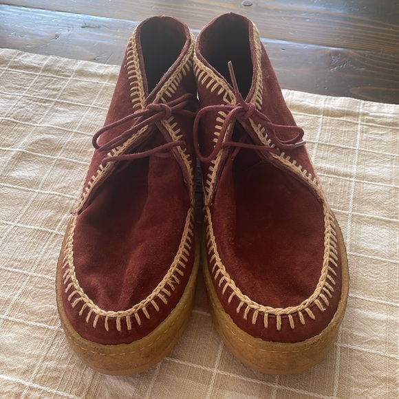 Anthropologie Sundance Shenje Chukka Laidback London Burgundy Shoes - Picture 3 of 6